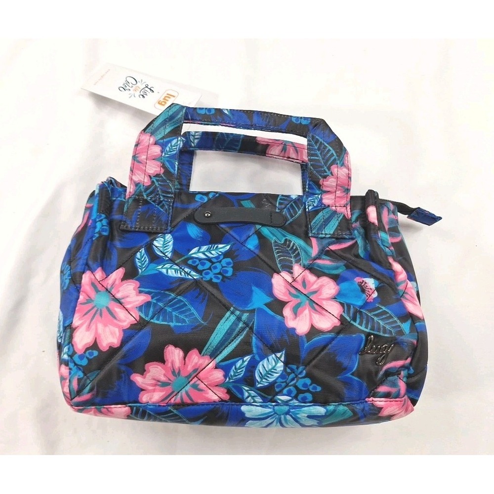 Lug Jitterbug Quilted Crossbody Bag Tote Resort Black Floral‎ Tropical NWT